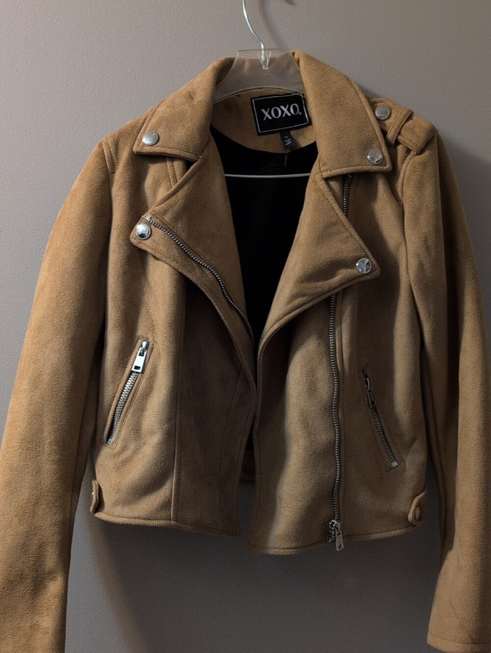 XOXO Camel Suede Type Motorcycle Jacket M Medium NWOT